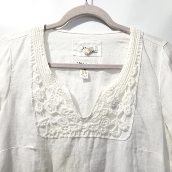 Malvin Germany Women S 8 Linen Blouse Long Tunic 3/4 Sleeve‎ V-Neck - Picture 3 of 4